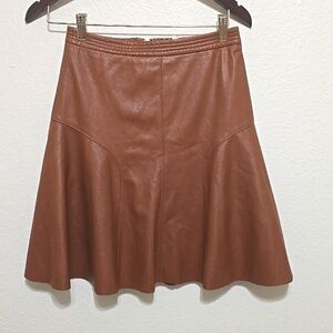 Rebecca Taylor Camel Color Faux Leather Skirt 0